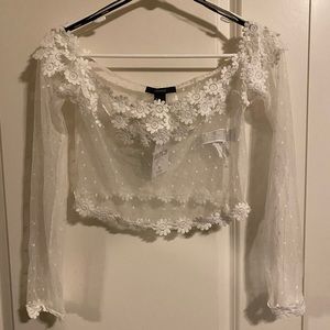Flower festival sheer crop top